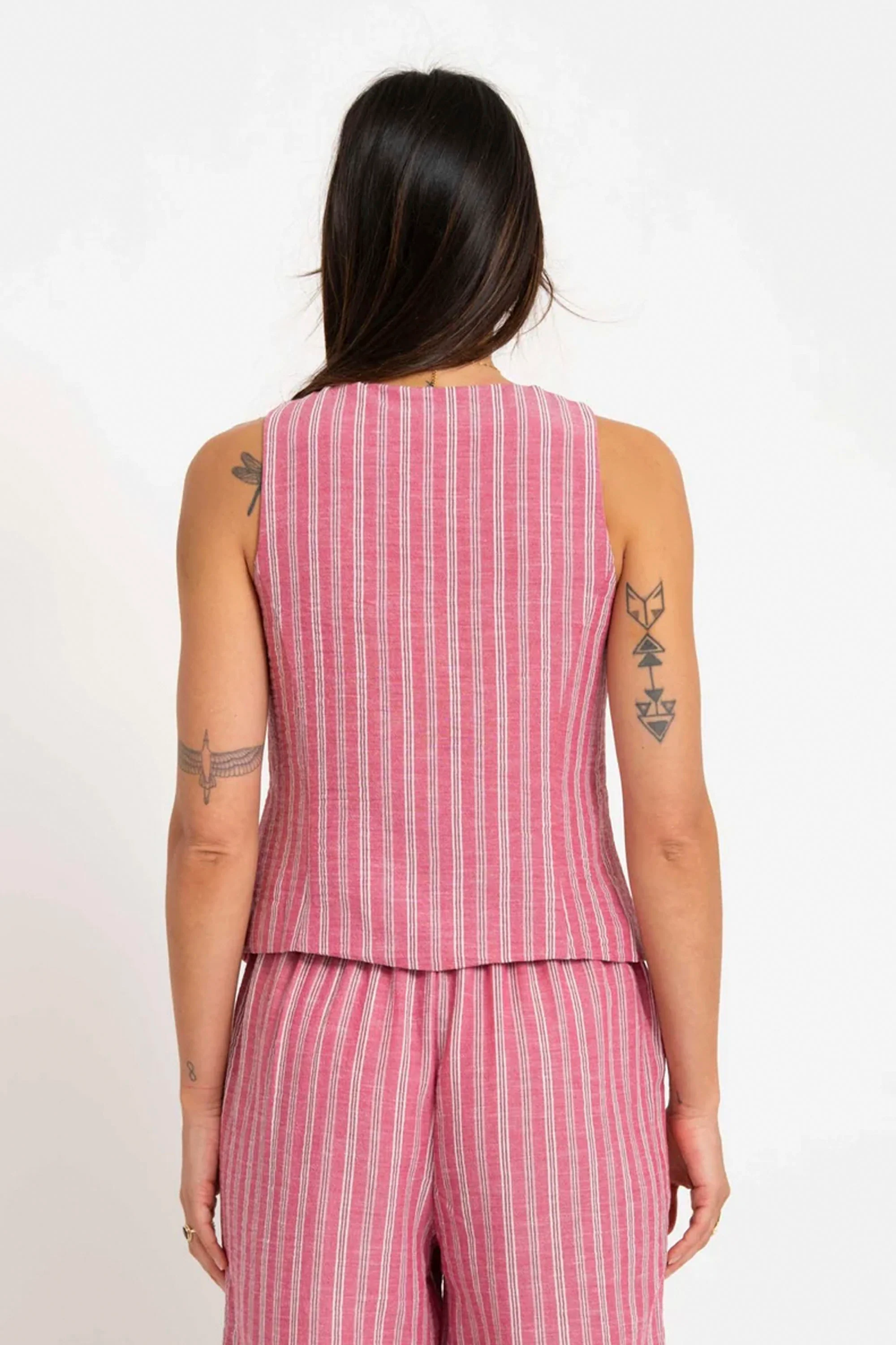 24COLOURS - STRIPED VEST - PINK - Image 4