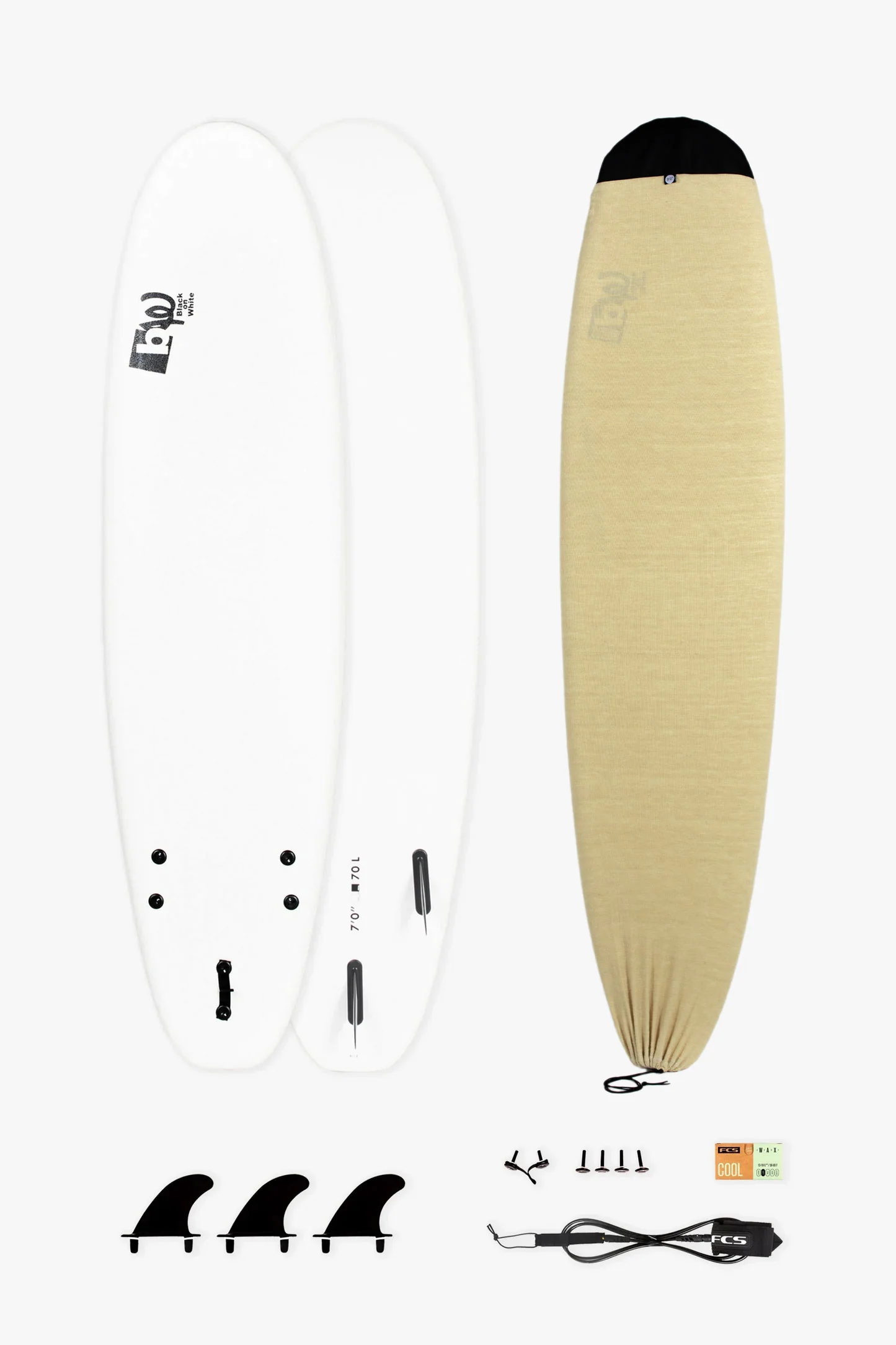 BW SOFT 7'0" BEGINNER PACK | Softboard + Leash + Fins + Wax + Boardsock