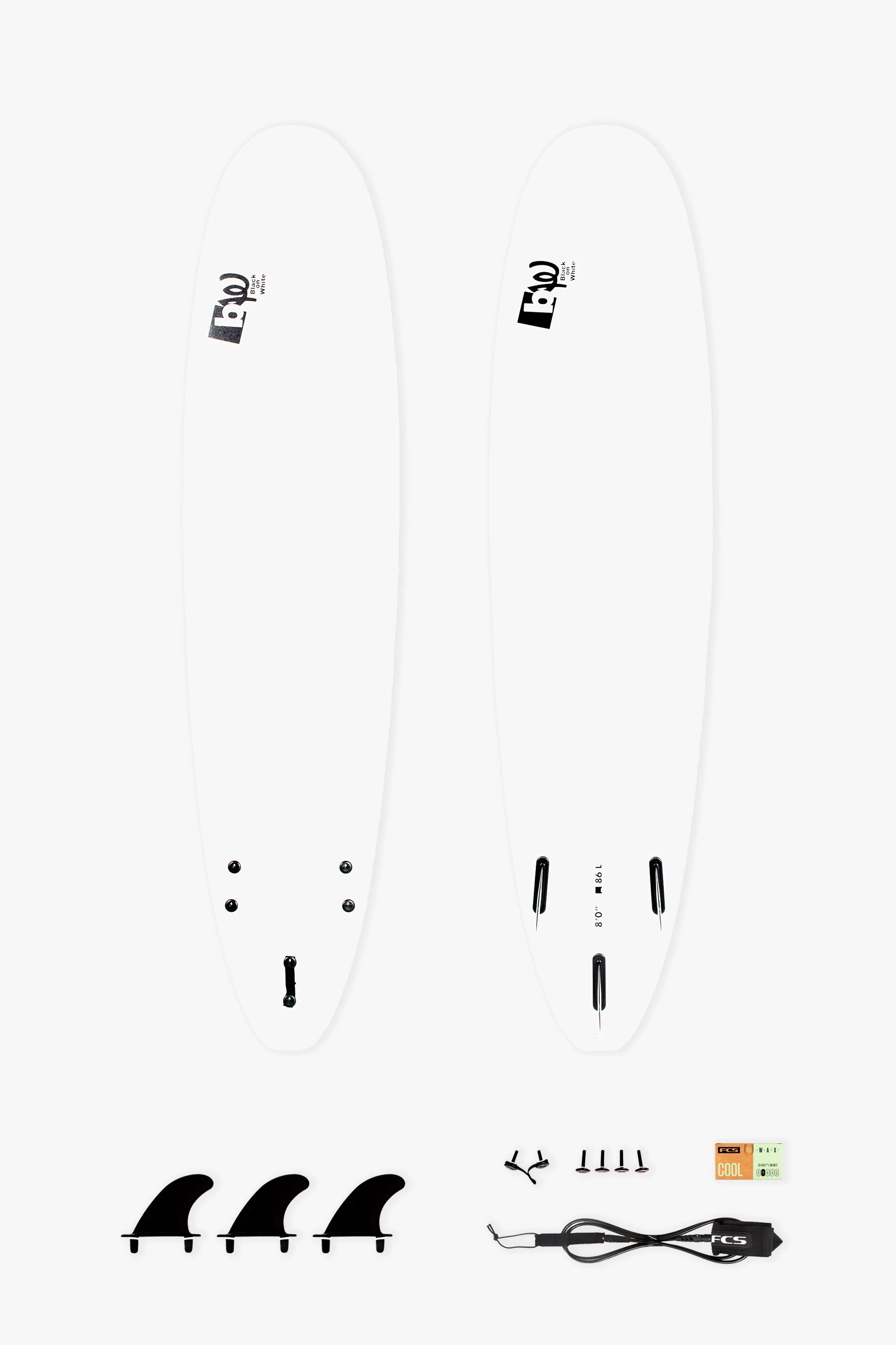BW SOFT 8'0" BEGINNER PACK | Softboard + Leash + Fins + Wax