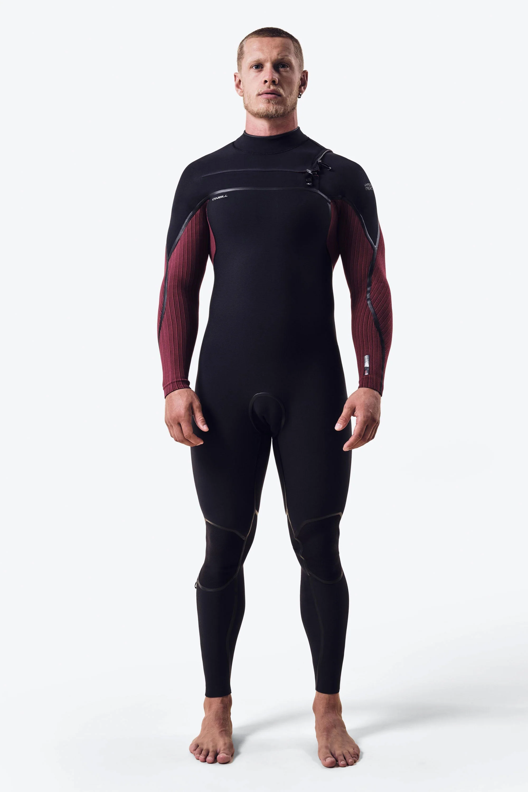 O´NEILL - HYPERFREAK FIRE - 4/3+ mm - Chest zip - BLACK/DARK RED - MAN