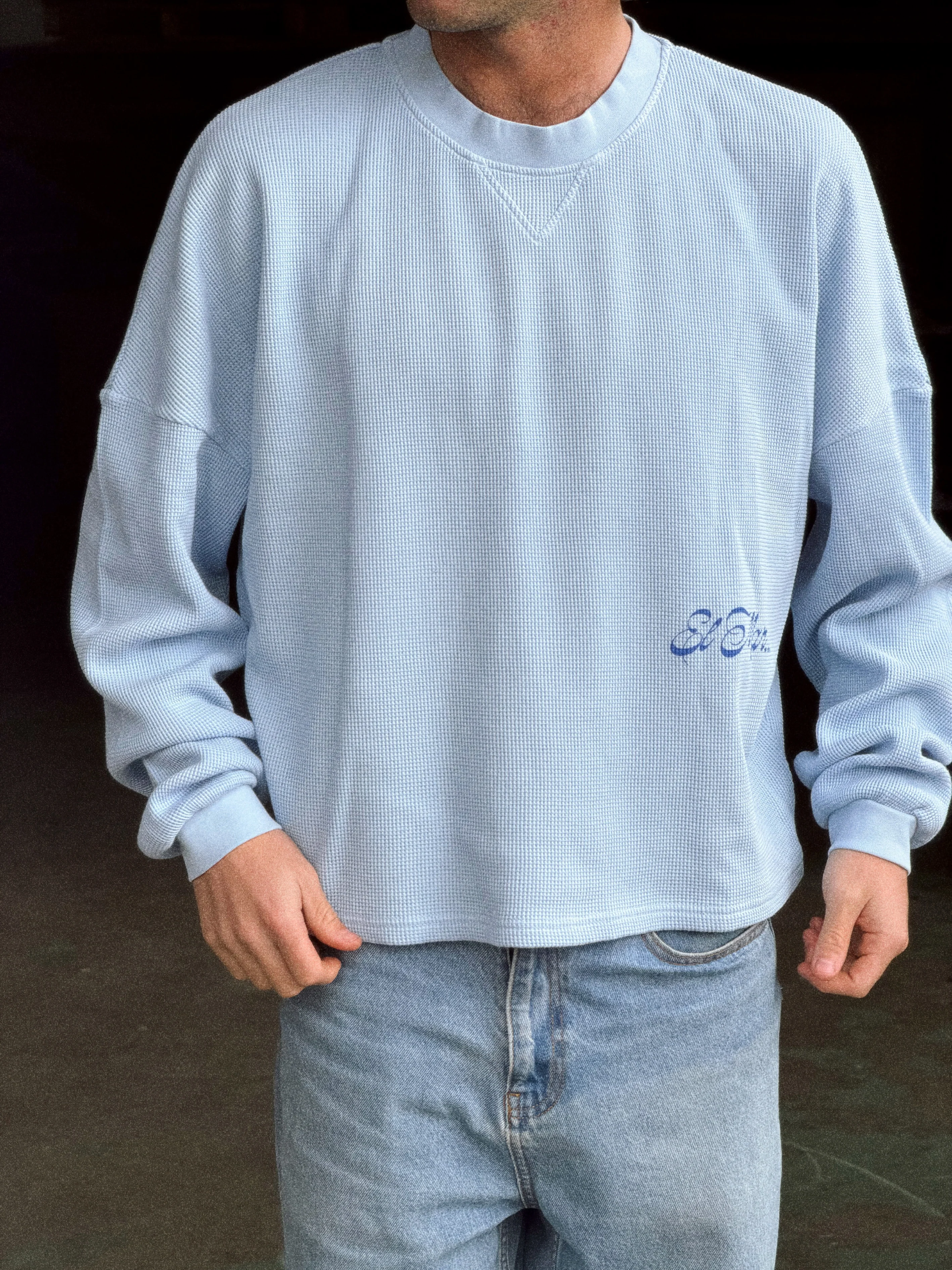 PUKAS SURF SHOP - EL MAR WAFFLE LONG SLEEVE TEE - SKY - Image 5