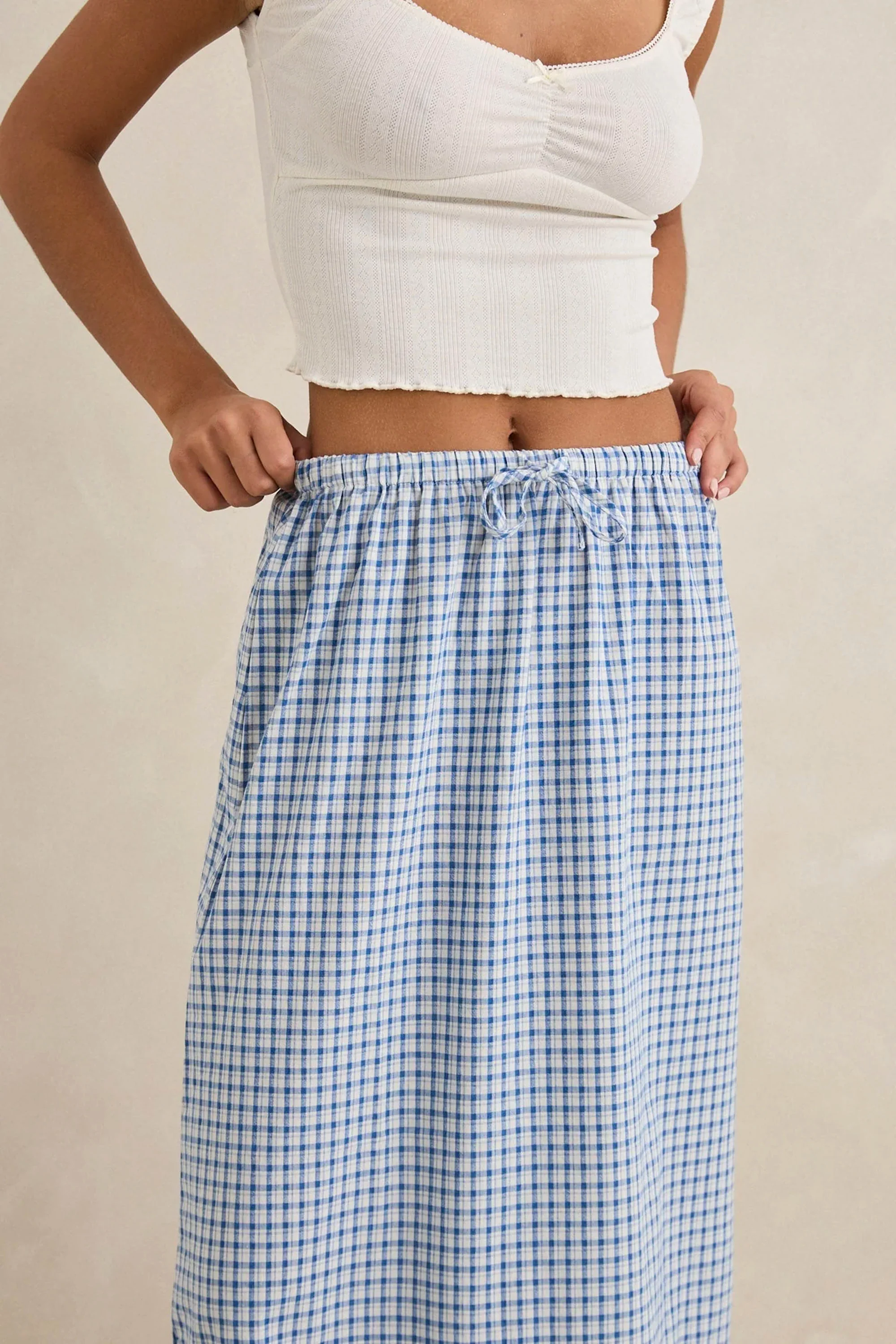 RHYTHM - LOLA CHECK TIERED MAXI SKIRT - Image 2