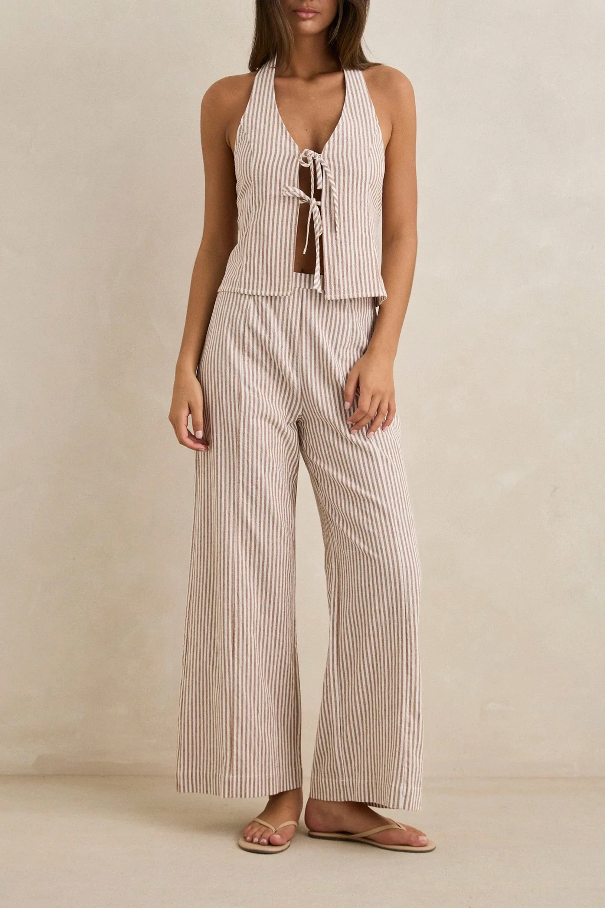 RHYTHM - LOUISE WIDE LEG PANT - TAN