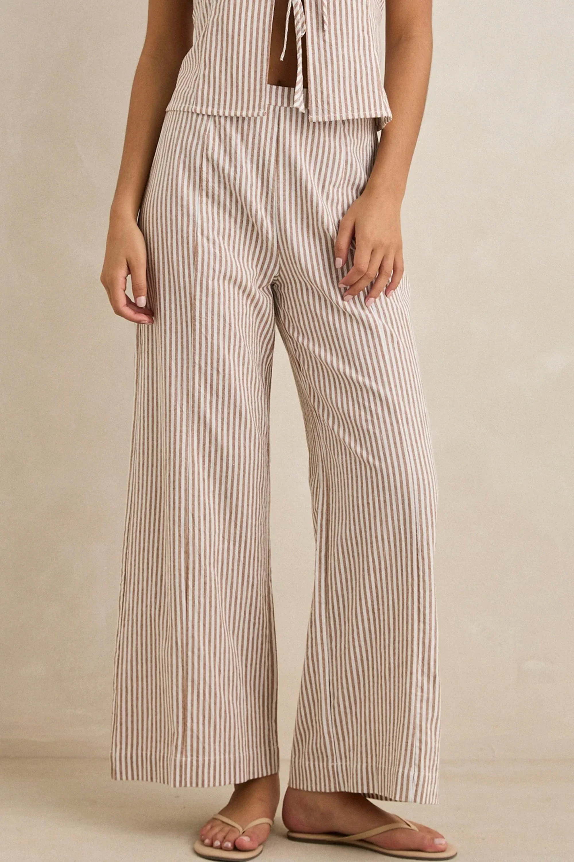 RHYTHM - LOUISE WIDE LEG PANT - TAN - Image 2